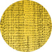 Round Machine Washable Solid Yellow Modern Rug, wshabs4906yw