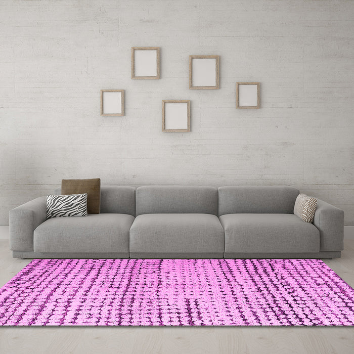Machine Washable Solid Pink Modern Rug in a Living Room, wshabs4906pnk