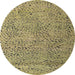 Round Machine Washable Abstract Metallic Gold Rug, wshabs4907