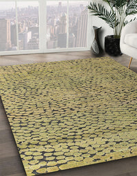 Abstract Metallic Gold Modern Rug, abs4907