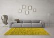 Machine Washable Abstract Yellow Modern Rug in a Living Room, wshabs4907yw