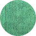 Round Abstract Turquoise Modern Rug, abs4907turq