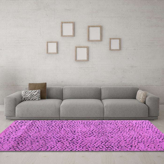 Machine Washable Abstract Purple Modern Area Rugs in a Living Room, wshabs4907pur