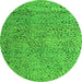 Round Abstract Green Modern Rug, abs4907grn