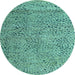 Round Abstract Light Blue Modern Rug, abs4907lblu