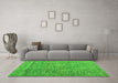 Machine Washable Abstract Green Modern Area Rugs in a Living Room,, wshabs4907grn