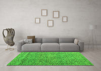 Machine Washable Abstract Green Modern Rug, wshabs4907grn