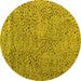 Round Machine Washable Abstract Yellow Modern Rug, wshabs4907yw