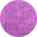 Round Machine Washable Abstract Purple Modern Area Rugs, wshabs4907pur