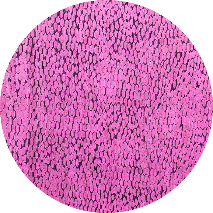 Round Machine Washable Abstract Pink Modern Rug, wshabs4907pnk