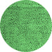 Round Abstract Emerald Green Modern Rug, abs4907emgrn