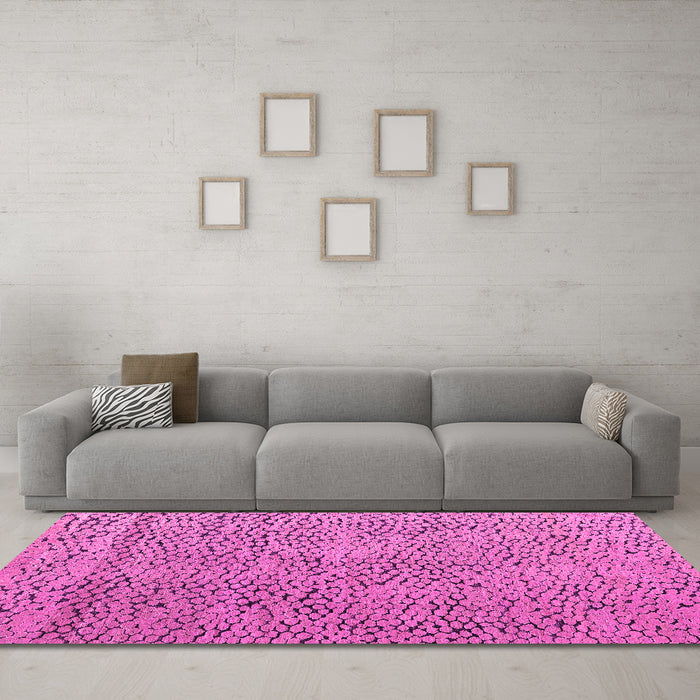 Machine Washable Abstract Pink Modern Rug in a Living Room, wshabs4907pnk