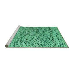 Sideview of Machine Washable Abstract Turquoise Modern Area Rugs, wshabs4907turq