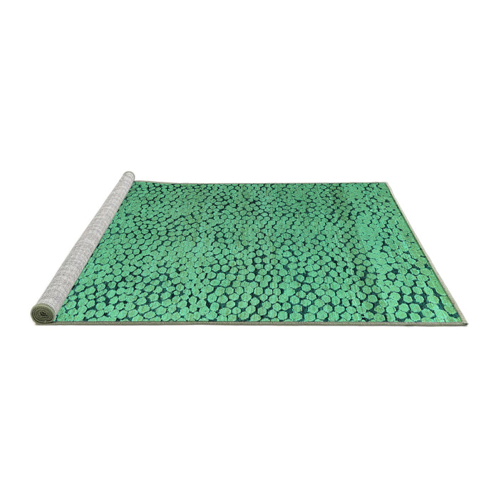 Sideview of Machine Washable Abstract Turquoise Modern Area Rugs, wshabs4907turq