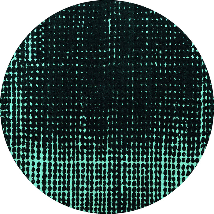 Round Machine Washable Abstract Turquoise Modern Area Rugs, wshabs4908turq