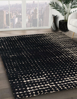 Abstract Gray Modern Rug in Family Room, abs4908