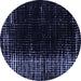 Round Abstract Blue Modern Rug, abs4908blu