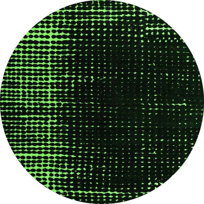 Round Machine Washable Abstract Green Modern Area Rugs, wshabs4908grn