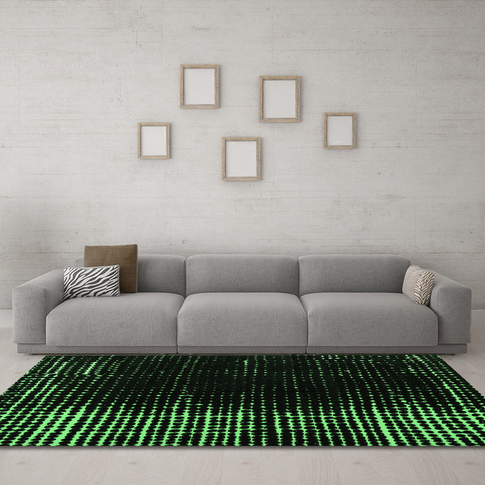Machine Washable Abstract Emerald Green Modern Area Rugs in a Living Room,, wshabs4908emgrn
