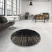 Round Abstract Gray Modern Rug in a Office, abs4908