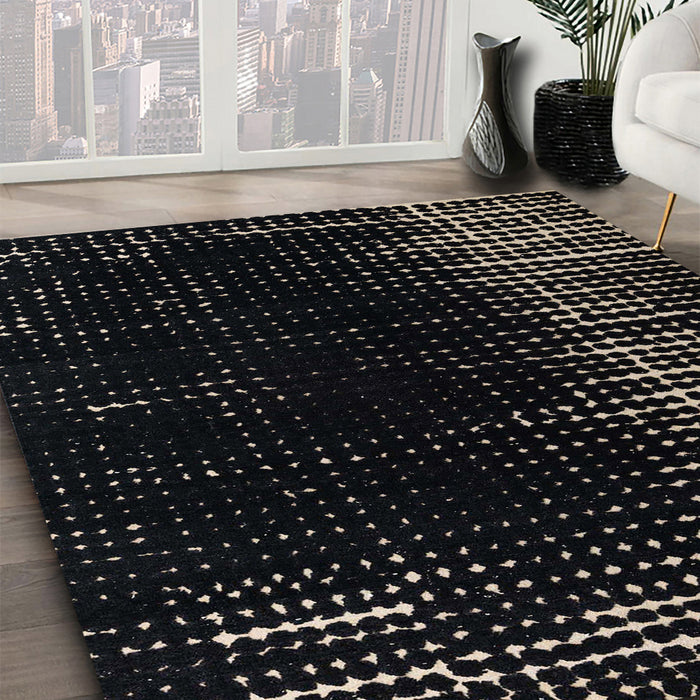 Abstract Gray Modern Rug in Family Room, abs4908