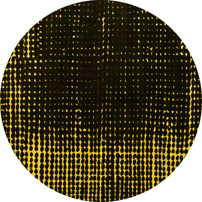 Round Abstract Yellow Modern Rug, abs4908yw