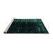 Sideview of Machine Washable Abstract Turquoise Modern Area Rugs, wshabs4908turq