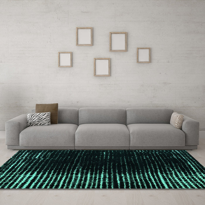 Machine Washable Abstract Turquoise Modern Area Rugs in a Living Room,, wshabs4908turq