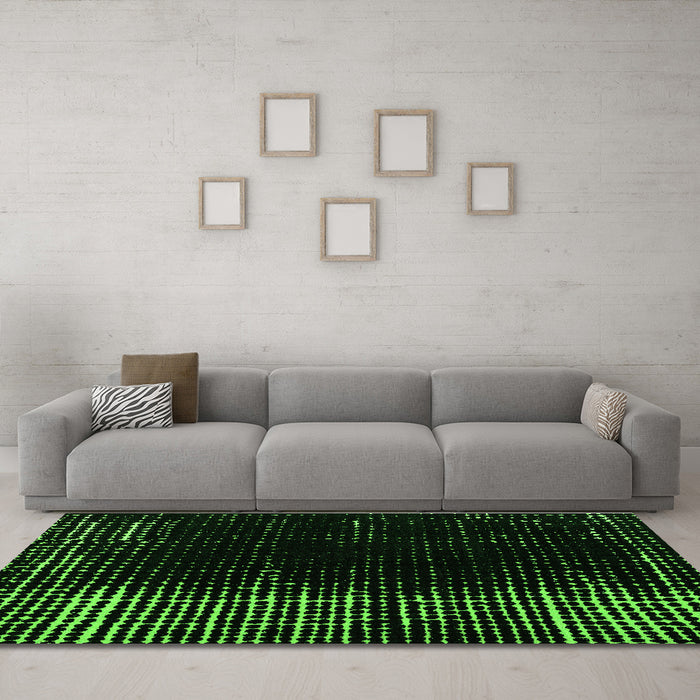 Machine Washable Abstract Green Modern Area Rugs in a Living Room,, wshabs4908grn
