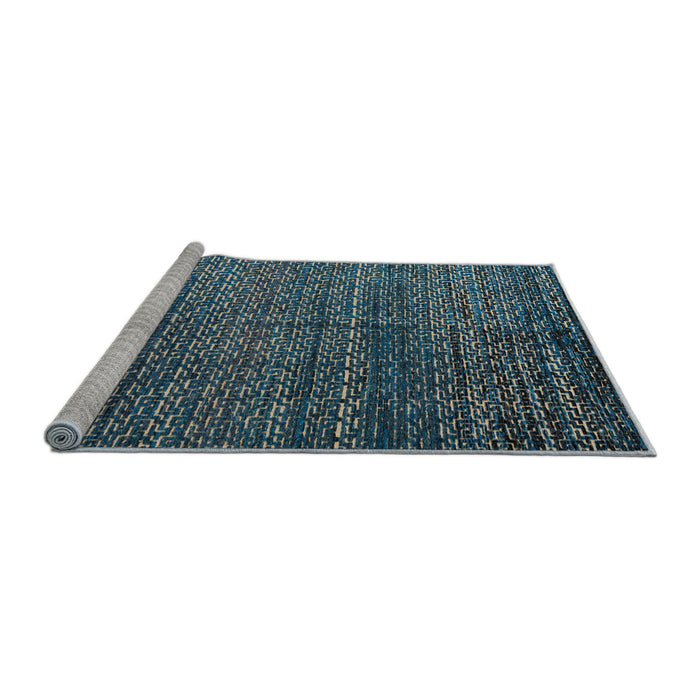 Sideview of Machine Washable Abstract Cadet Blue Green Rug, wshabs4909