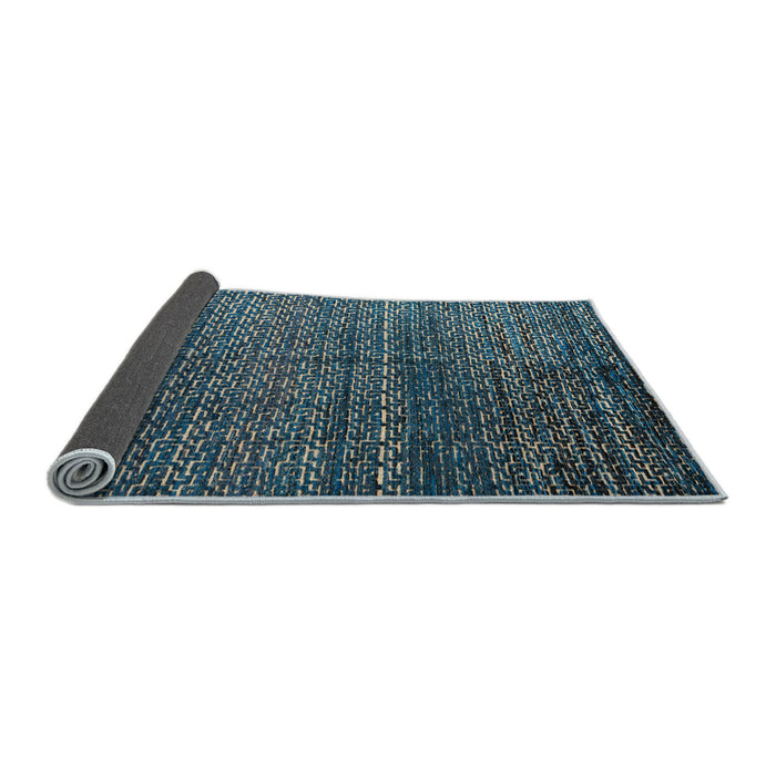 Sideview of Abstract Cadet Blue Green Modern Rug, abs4909