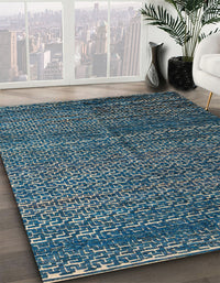 Abstract Cadet Blue Green Modern Rug, abs4909