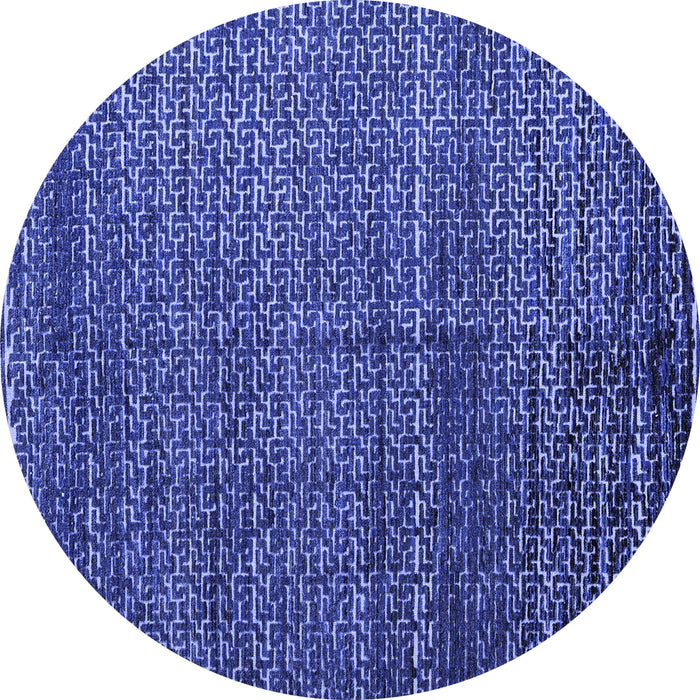 Round Machine Washable Abstract Blue Modern Rug, wshabs4909blu