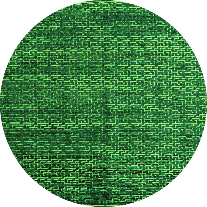 Round Abstract Green Modern Rug, abs4909grn