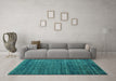 Machine Washable Abstract Turquoise Modern Area Rugs in a Living Room,, wshabs4909turq