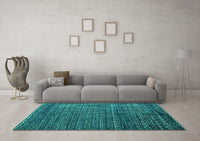 Machine Washable Abstract Turquoise Modern Rug, wshabs4909turq