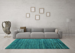 Machine Washable Abstract Turquoise Modern Area Rugs in a Living Room,, wshabs4909turq