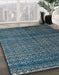 Abstract Cadet Blue Green Modern Rug in Family Room, abs4909