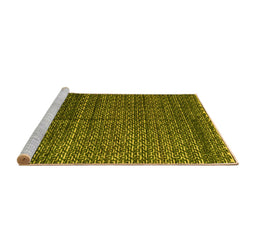 Sideview of Machine Washable Abstract Yellow Modern Rug, wshabs4909yw
