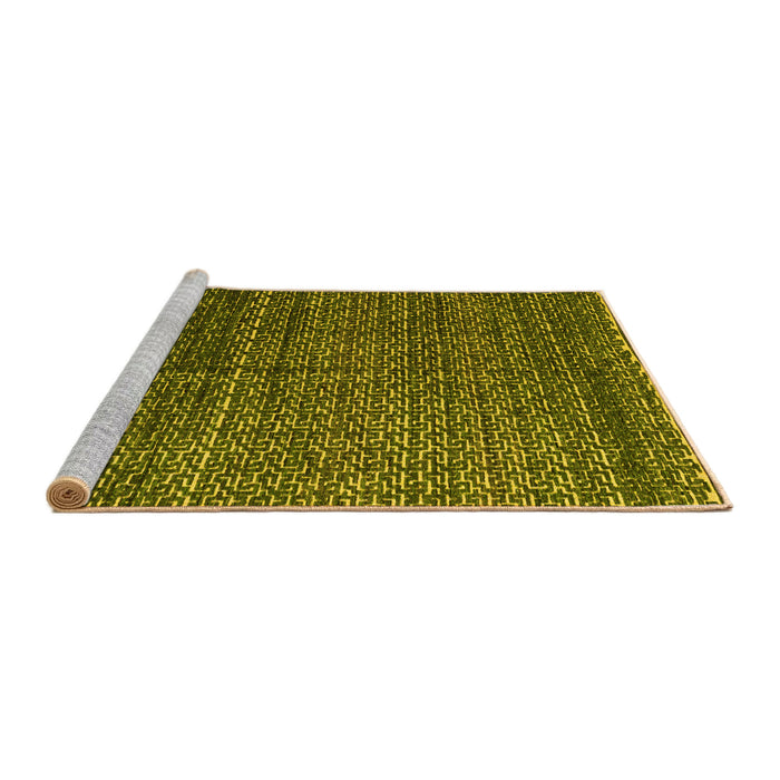 Sideview of Machine Washable Abstract Yellow Modern Rug, wshabs4909yw
