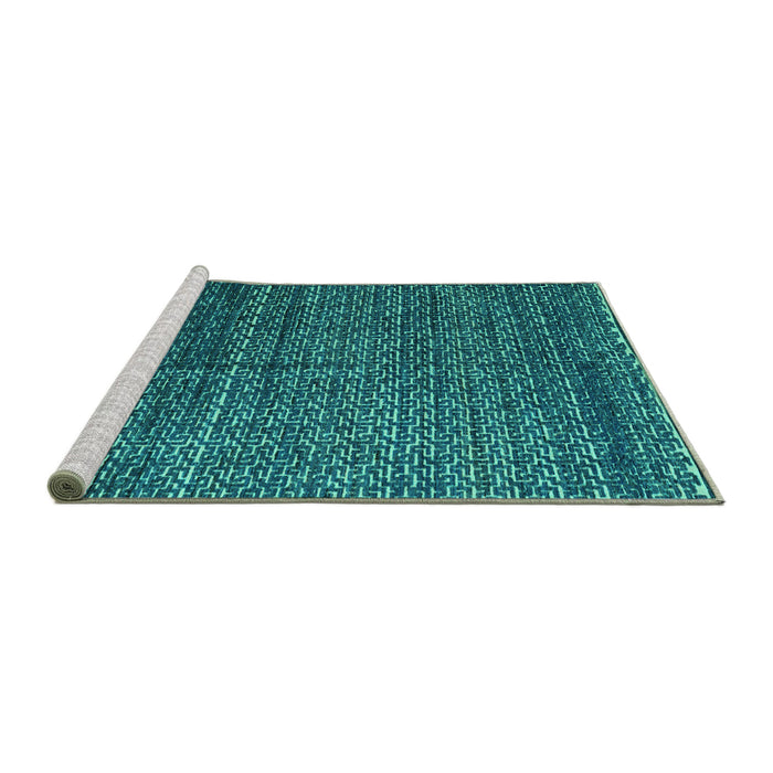 Sideview of Machine Washable Abstract Turquoise Modern Area Rugs, wshabs4909turq