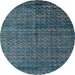 Round Abstract Cadet Blue Green Modern Rug, abs4909