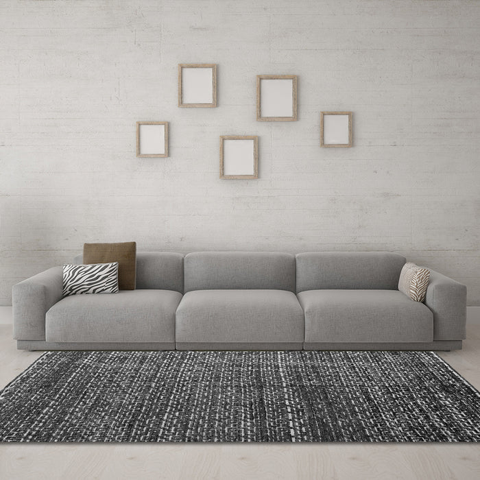 Machine Washable Abstract Gray Modern Rug in a Living Room,, wshabs4909gry