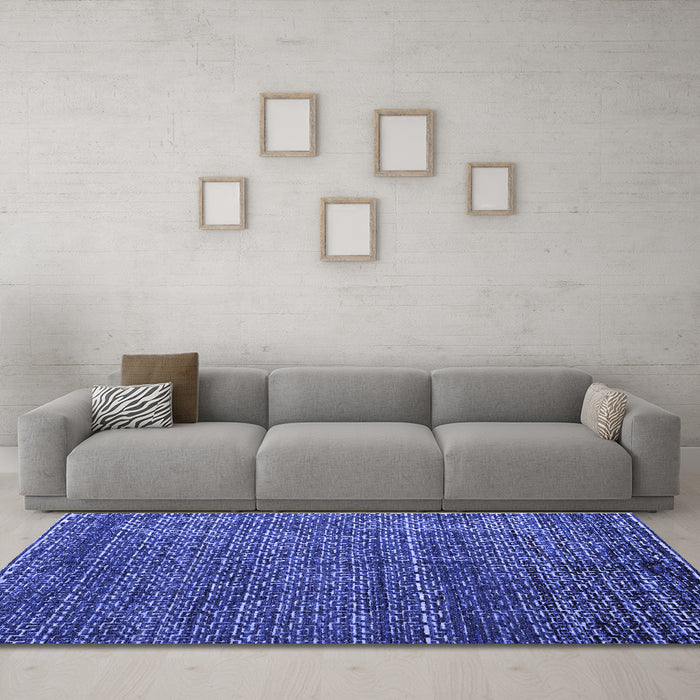 Machine Washable Abstract Blue Modern Rug in a Living Room, wshabs4909blu