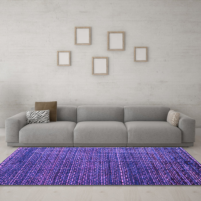 Machine Washable Abstract Purple Modern Area Rugs in a Living Room, wshabs4909pur