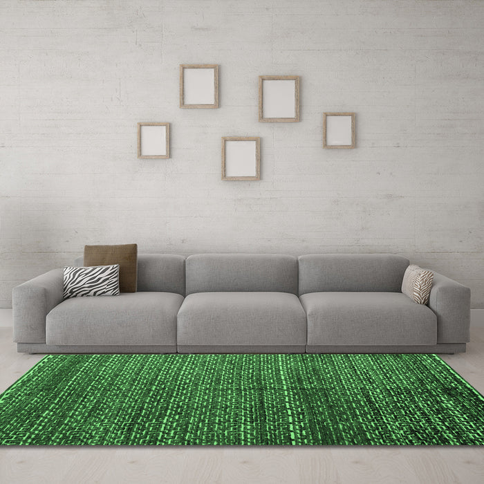 Machine Washable Abstract Emerald Green Modern Area Rugs in a Living Room,, wshabs4909emgrn
