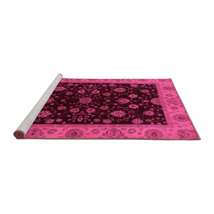 Sideview of Machine Washable Abstract Pink Modern Rug, wshabs490pnk