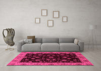 Machine Washable Abstract Pink Modern Rug, wshabs490pnk