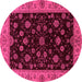 Round Machine Washable Abstract Pink Modern Rug, wshabs490pnk