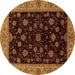 Round Machine Washable Abstract Brown Modern Rug, wshabs490brn